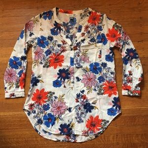 Old Navy White Floral Tunic Shirt - Top / Blouse